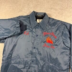 West Wind Coaches Jacket Mens L Blue Flourtown Fire Co Embroidered Fur Lined
